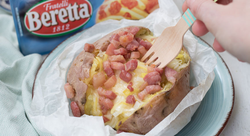 Patata al cartoccio con pancetta