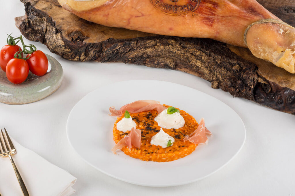 Risotto con conserva di pomodoro alla brace