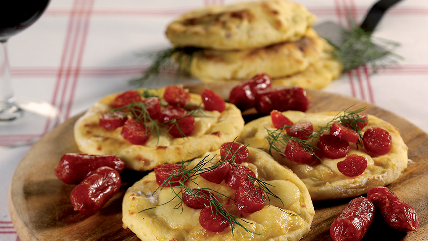 Gallette di patate e formaggio al salamino