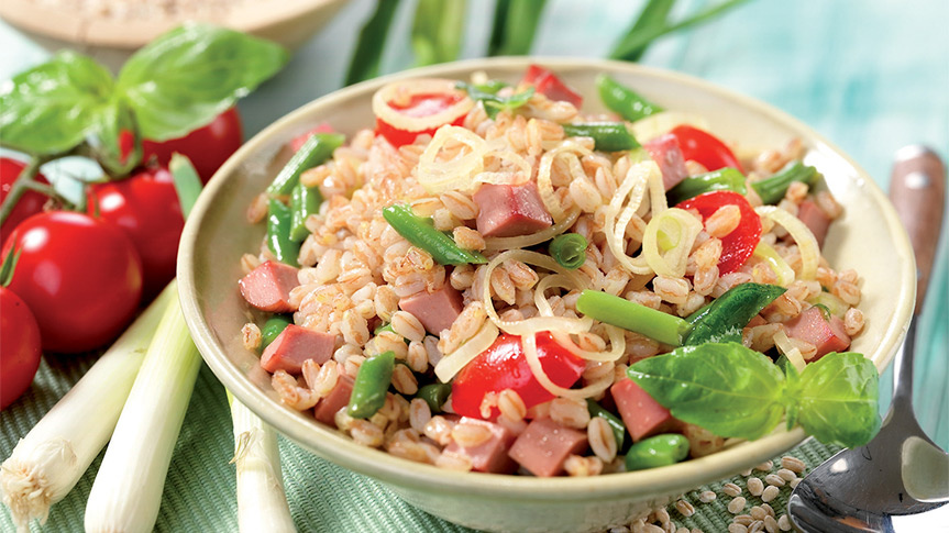 Insalata di farro wurstel e fagiolini