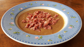 Crema di lenticchie con Zampone arrostito