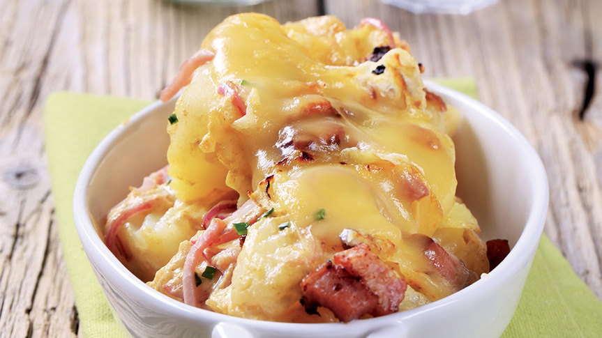 Patate con pancetta cotto e Fontina