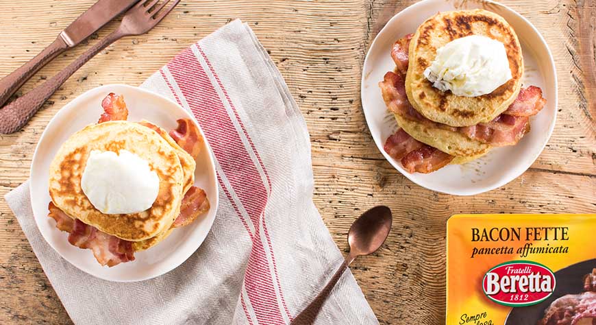 Pancake salati con Bacon croccante