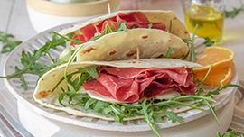 Piadina con bresaola, finocchi e arancia