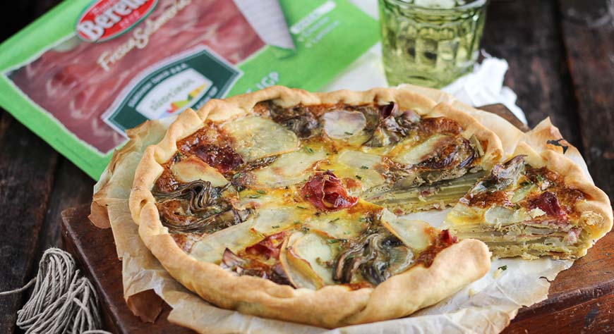 Quiche patate carciofi e speck